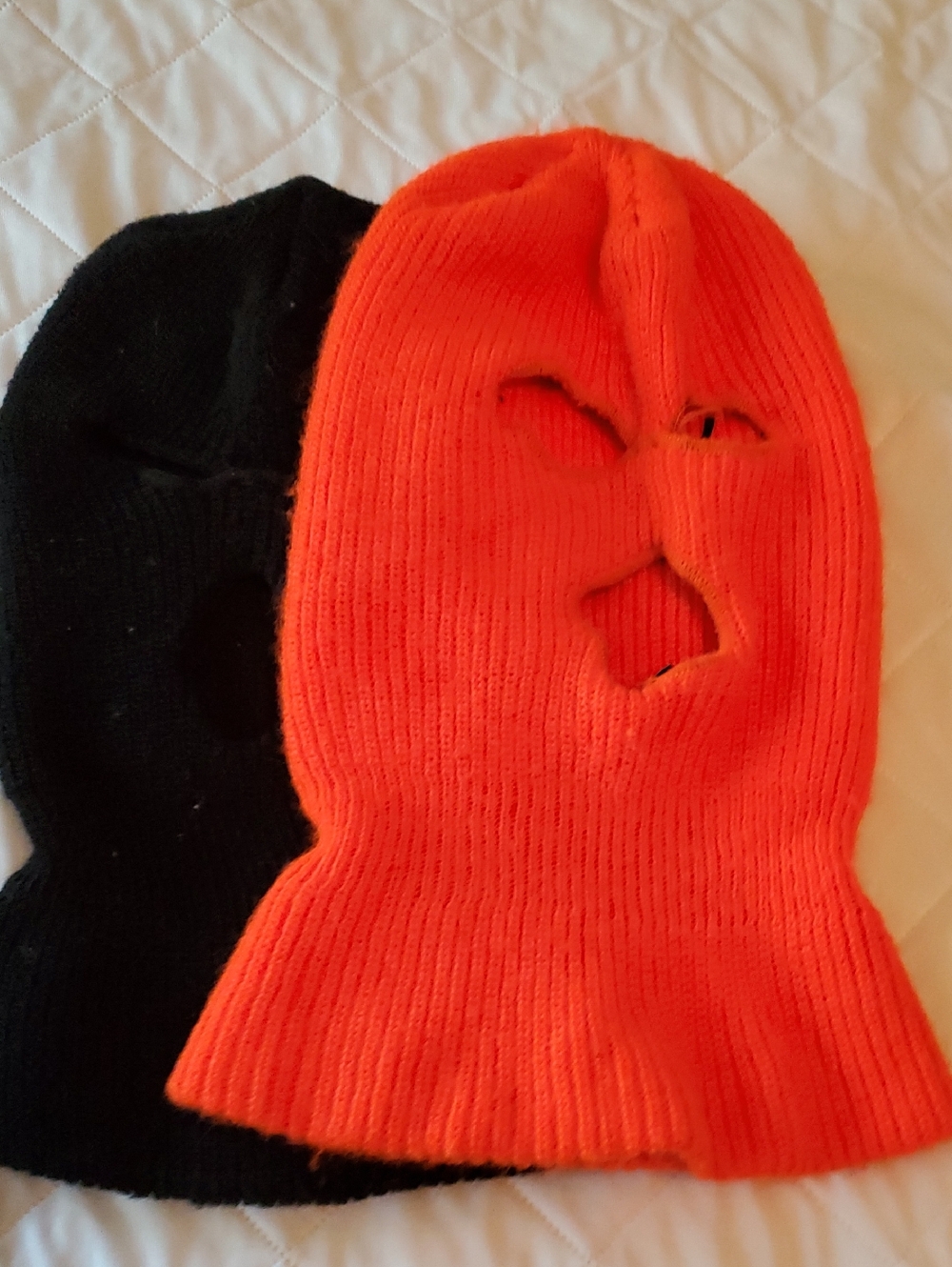 Knit Balaclava Ski Mask - Orange and Black